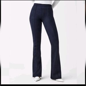 Spanx Faux Suede Navy Blue Pull-on Flare Pants Sz. XL